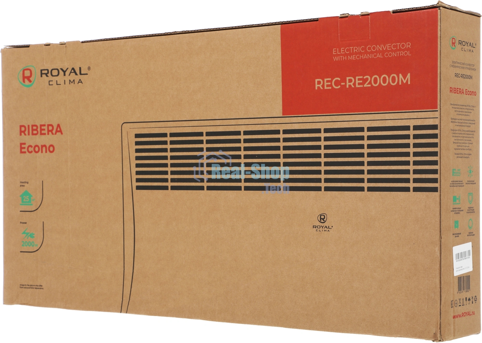 Конвектор электрический Royal Clima REC-RE2000M белый, 2000 Вт, 25 м2, термостат