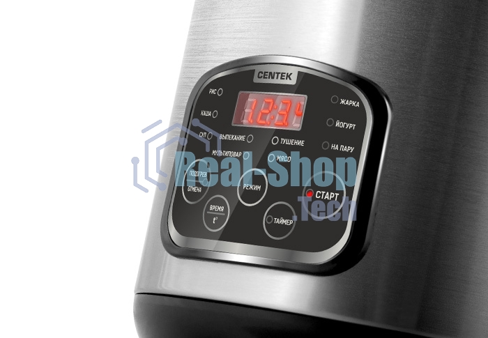 Мультиварка Centek CT-1490 (сталь)скороварка,1000Вт; 5.0л, 8 программ, ненагр крышка, а/п покр(4)