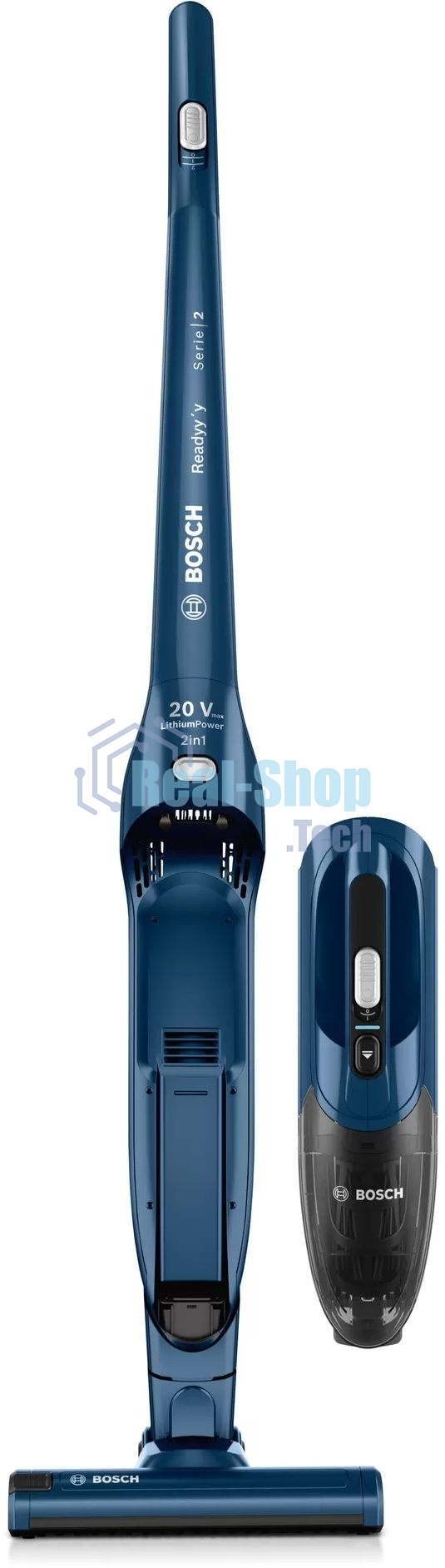 Пылесос вертикальный Bosch BCHF 2MX20 синий, питание от аккумулятора, 150 Вт, уборка сухая, пылесборник 0.4 л
