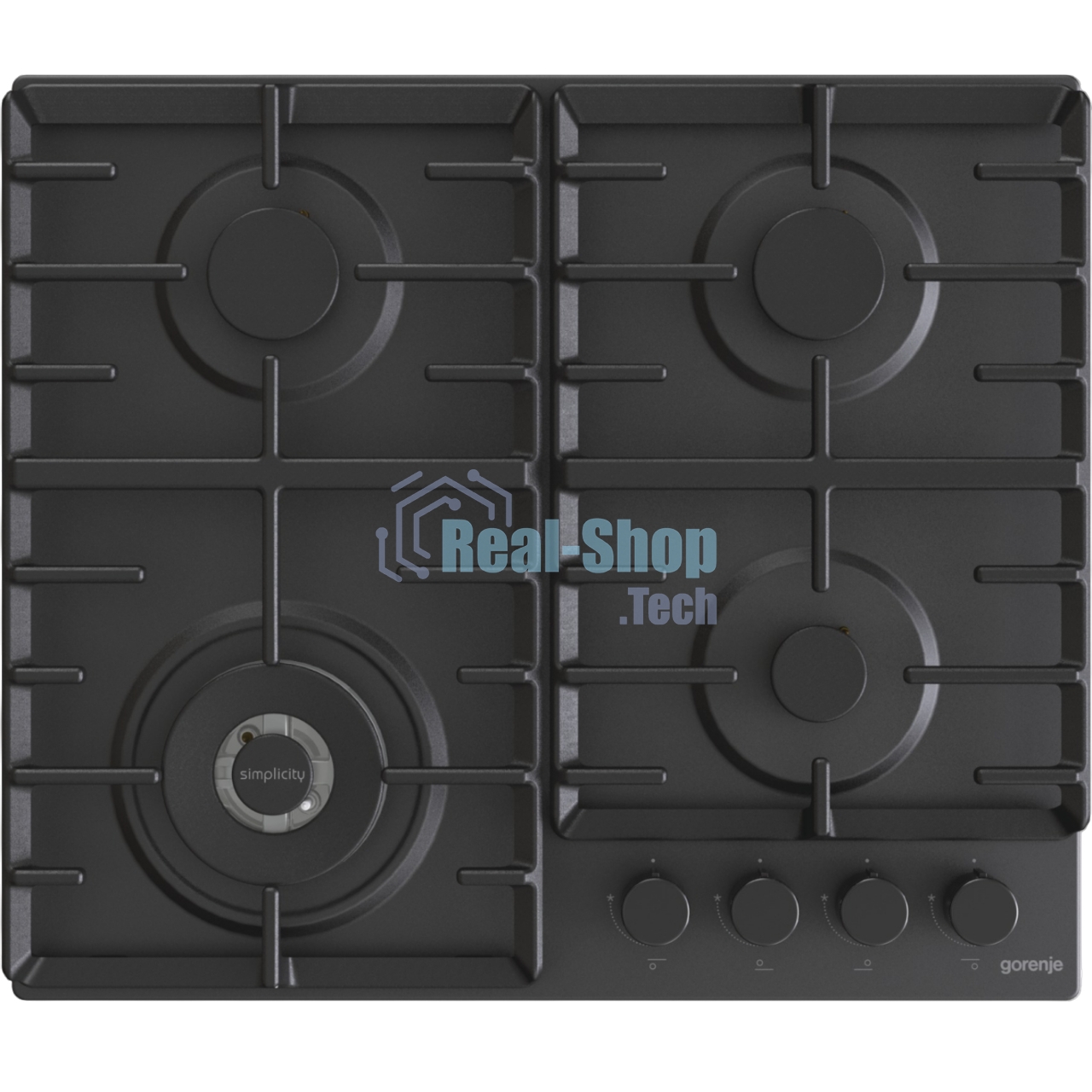 Газовая варочная панель Gorenje GW642SYB, 4 конфорки, эмалированная сталь, черный