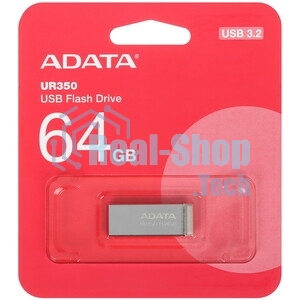 Флешка USB ADATA UR350 (UR350-64G-RSR/BG), 64Gb, USB 3.2, R/W 100/15, серебристый/коричневый