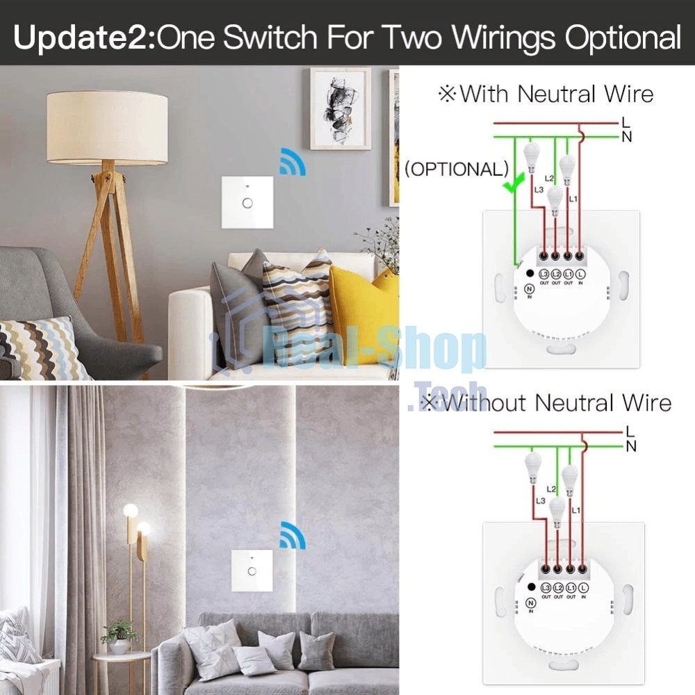 Выключатель MOES Gang Smart Switch ZS-B-EU2, Zigbee, 95-250 В