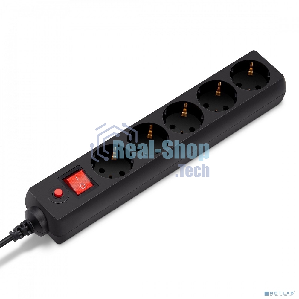 Сетевой фильтр BURO Сетевой фильтр, 5 розеток, 3 метра, (500SH-3-B), черный 992293