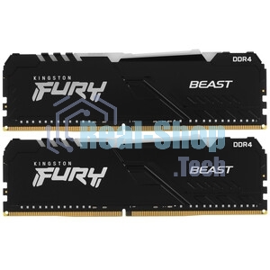 Оперативная память Kingston Fury Beast, DDR4, 64GB (4x16GB), 3200MHz, CL16, DIMM, радиатор, черный