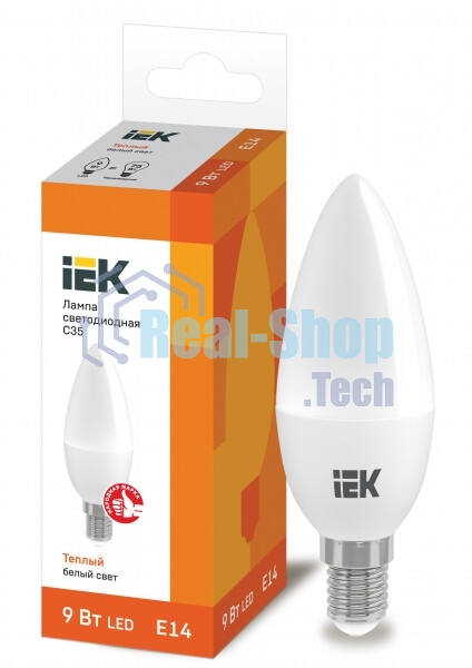 Лампа светодиодная LED IEK LLE-C35-9-230-30-E14 9Вт 230В 3000К E14 свеча