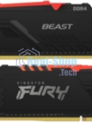 Оперативная память Kingston Fury Beast, DDR4, 64GB (4x16GB), 3200MHz, CL16, DIMM, радиатор, черный