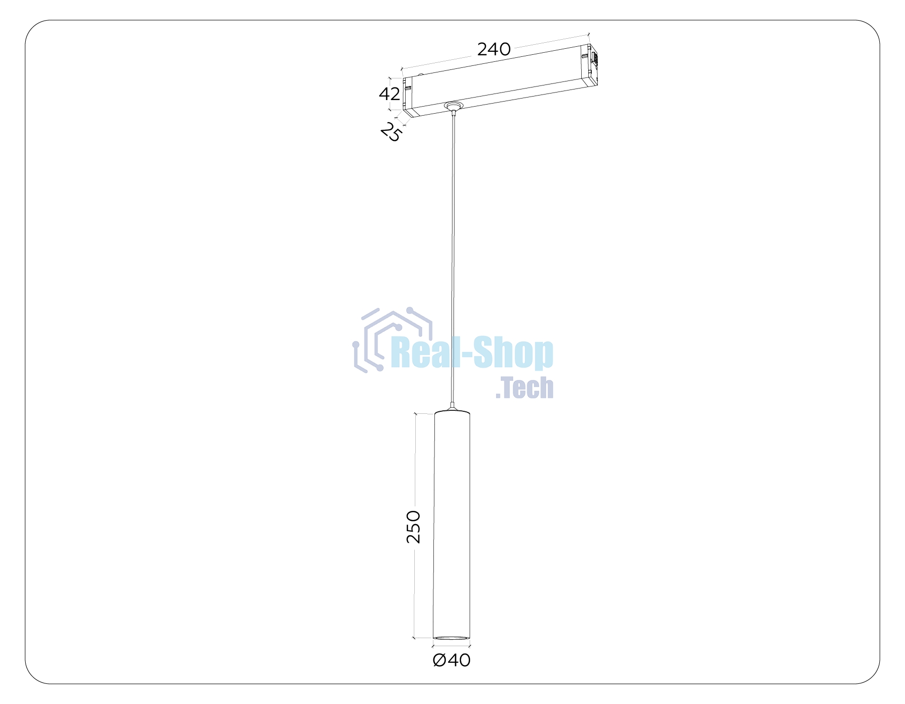 Управляемый светодиодный светильник для шинопровода Magnetic Ambrella light GL1432 BK черный IP20 10W 3000K-6400K 220V 24° D35*240 H1500 (Без ПДУ)