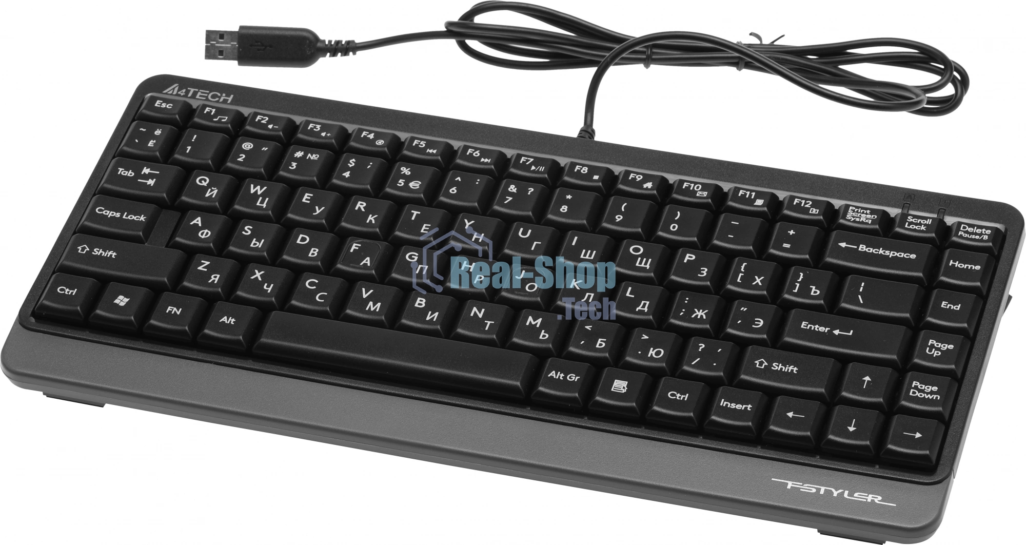 Комплект клавиатура+мышь A4Tech FStyler F1110 проводной, USB, 2000 DPI, чёрный/серый