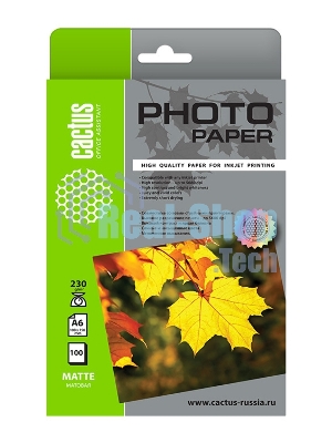 Фотобумага Cactus CS-MA6230100 A6/230г/м2/100л./белый матовое для струйной печати