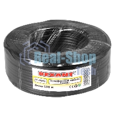 Телефонный кабель Rexant ШТЛП 2 жилы Cu, черный, 100 м