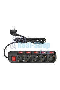 Сетевой фильтр Buro 500SH-1.8-SW-B 1.8 м (5 розеток) черный (коробка)