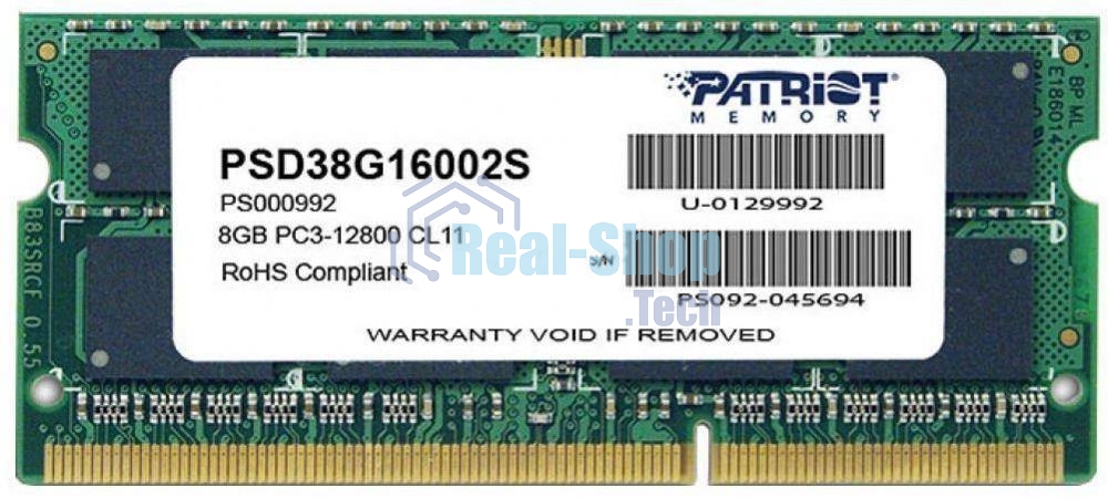 Оперативная память Patriot, DDR3, 8GB (1x8 GB), 1600 MHz, CL11, SO-DIMM