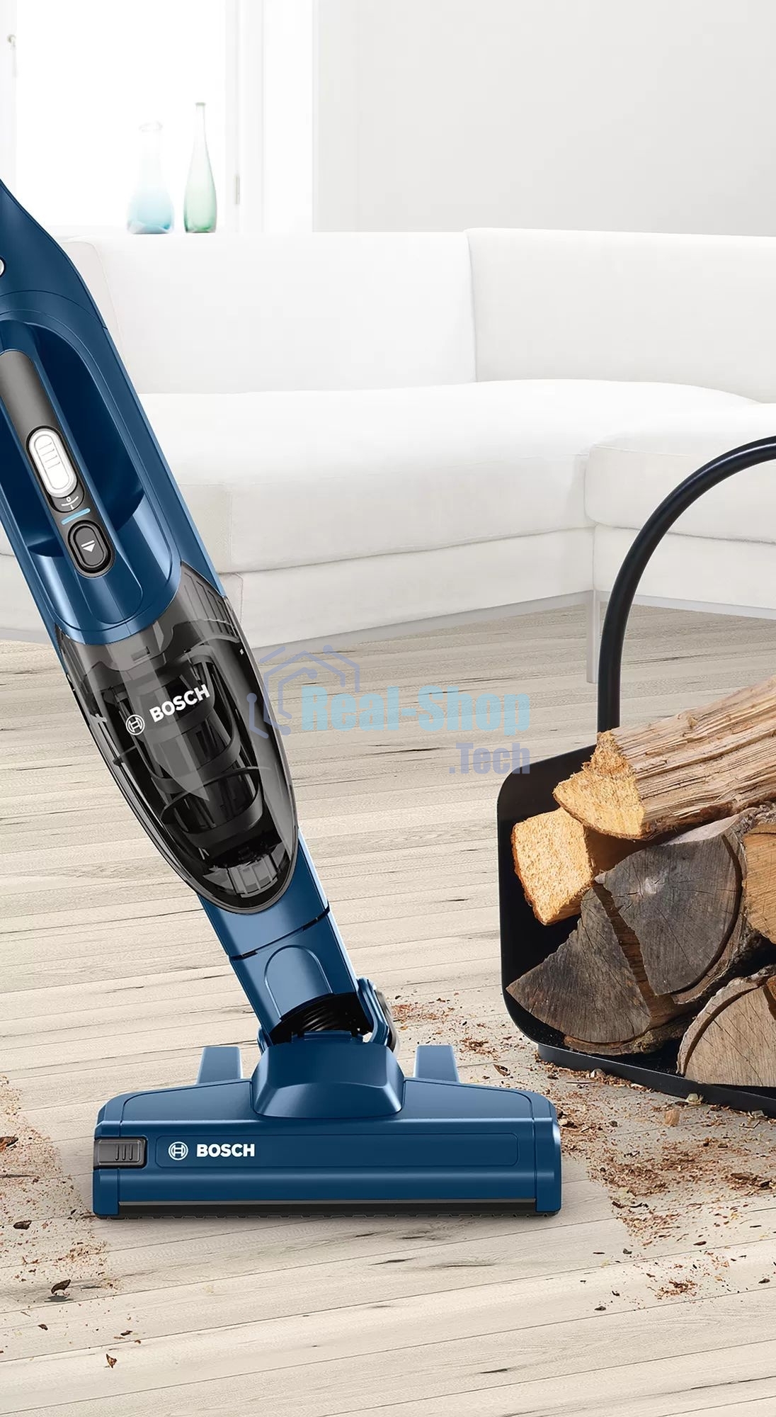 Пылесос вертикальный Bosch BCHF 2MX20 синий, питание от аккумулятора, 150 Вт, уборка сухая, пылесборник 0.4 л