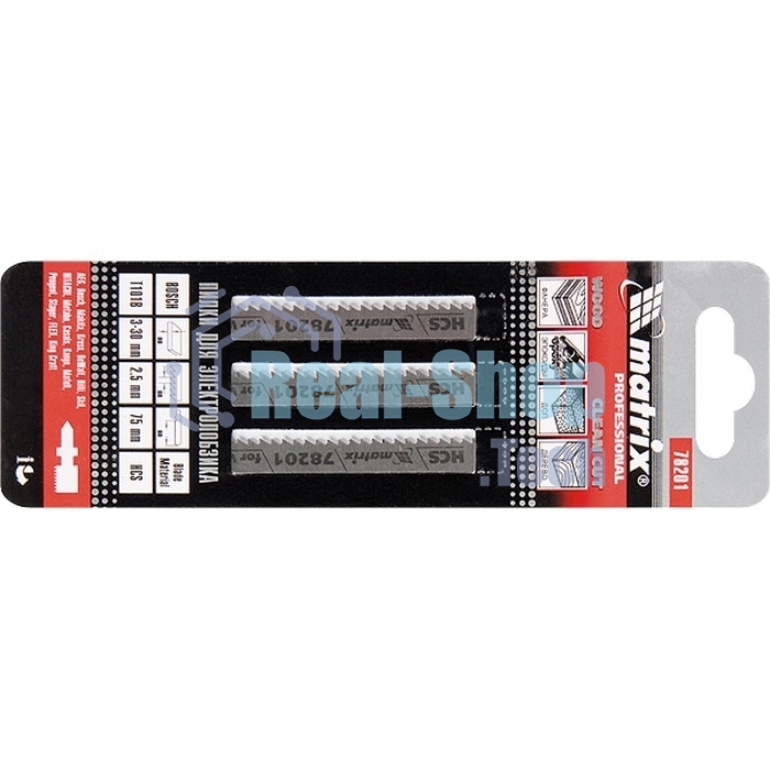 Полотна Matrix для электролобзика по дереву, 3 шт. T101B, 75x2,5мм, HCS Professional