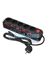 Сетевой фильтр Buro 500SH-1.8-SW-B 1.8 м (5 розеток) черный (коробка)