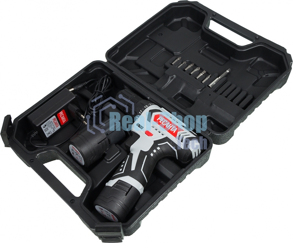 Дрель-шуруповерт аккумуляторная Ресанта ДА-12-2ЛК 75/14/2, Аккумуляторная, 12В, 2 АКБ, Кейс