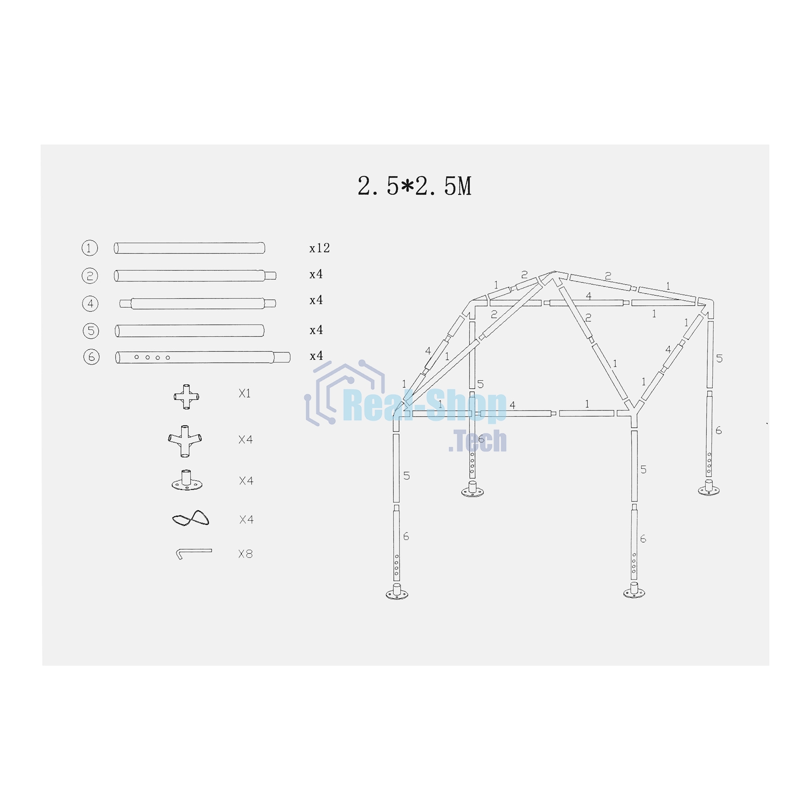 Тент садовый с москитной сеткой, 250х250/240 см, Camping Palisad