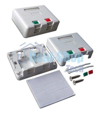 Коробка настенная Lanmaster SA на 2 модуля keystone с защитными шторками LAN-SA2/S-WH