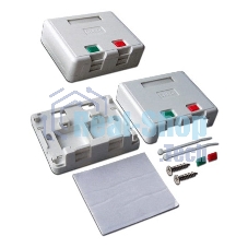 Коробка настенная Lanmaster SA на 2 модуля keystone с защитными шторками LAN-SA2/S-WH