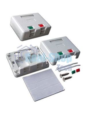 Коробка настенная Lanmaster SA на 2 модуля keystone с защитными шторками LAN-SA2/S-WH