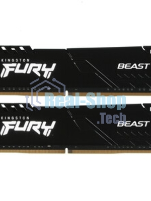 Оперативная память Kingston Fury Beast Black, DDR4, 16GB (1x16GB), 3200 MHz, CL16, с радиатором, черный