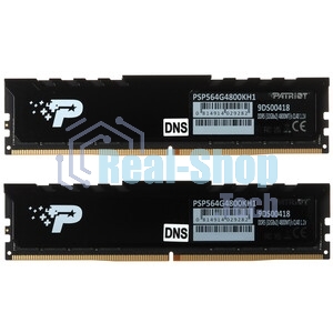 Оперативная память Patriot Signature Premium, DDR5, 64Gb (2x32 Gb), 4800 MHz, CL40, DIMM, радиатор, черный