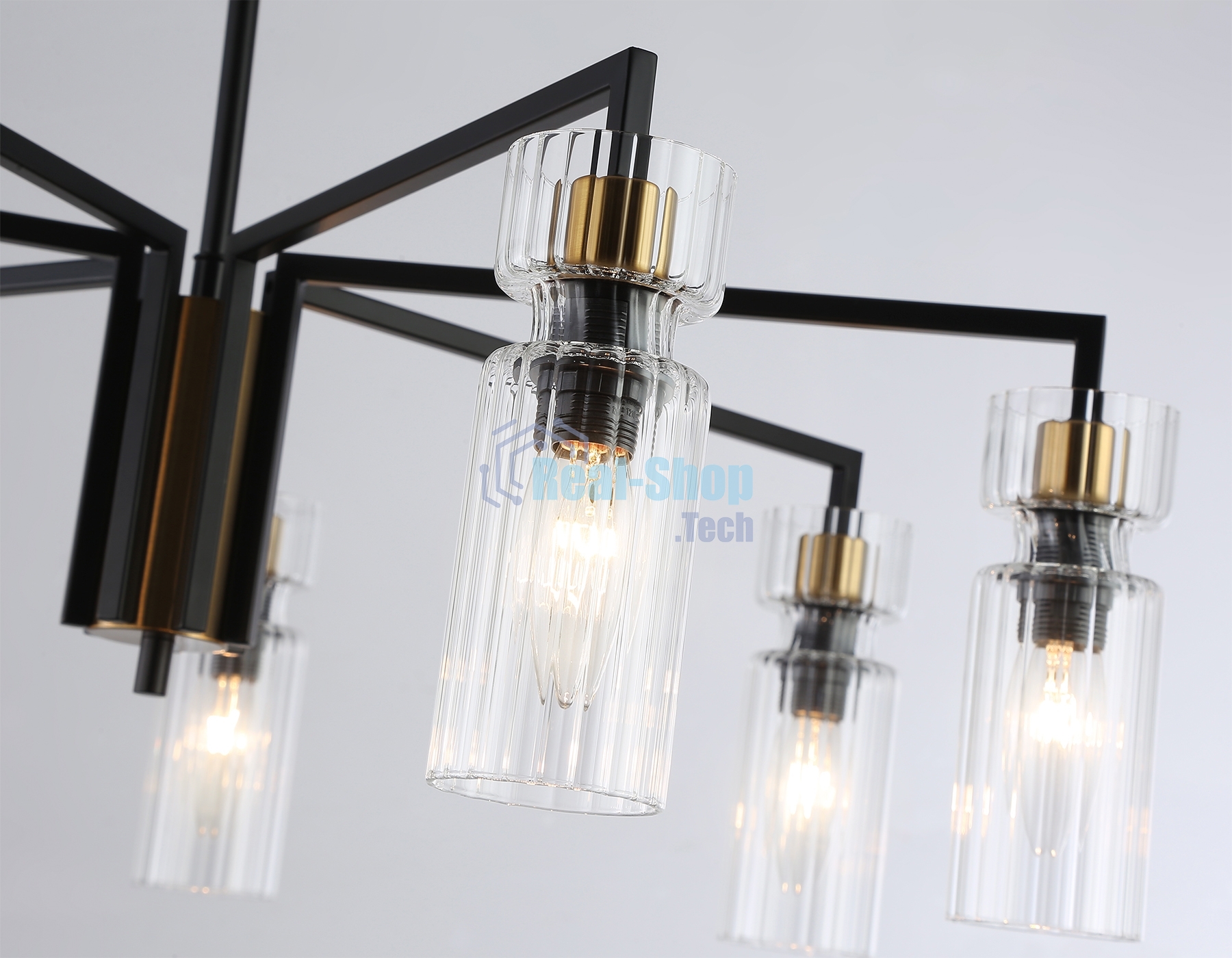 Люстра Ambrella light LH56115/7 BK/BS/CL черный/латунь/прозрачный E14*7 max 40W D705*350