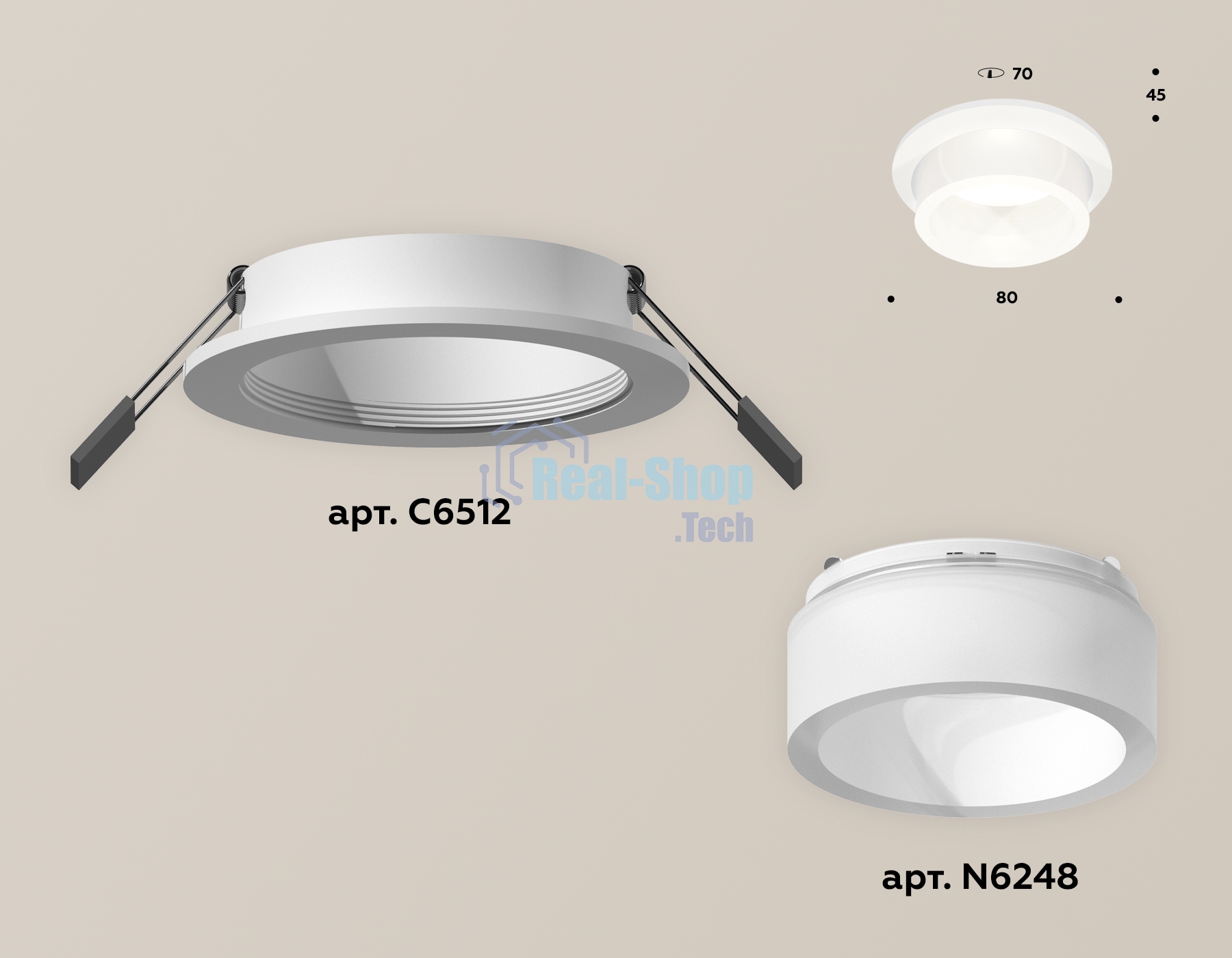 Комплект встраиваемого светильника Ambrella light XC6512066 SWH/FR белый песок/белый матовый MR16 GU5.3 (C6512, N6248)