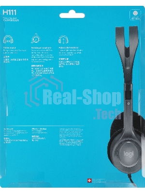 Гарнитура Logitech H111 чёрный, проводная, 3.5 мм