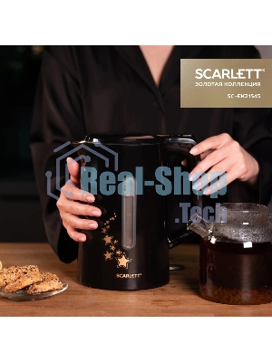Чайник электрический Scarlett SC-EK21S45 1.5 л, 2200 Вт, черный корпус: нерж.сталь/пластик