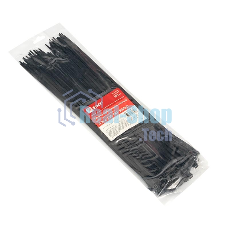 Хомут кабельный 4.8х350 нейл. черный (уп. 100 шт) EKF plc-cb-4.8x350