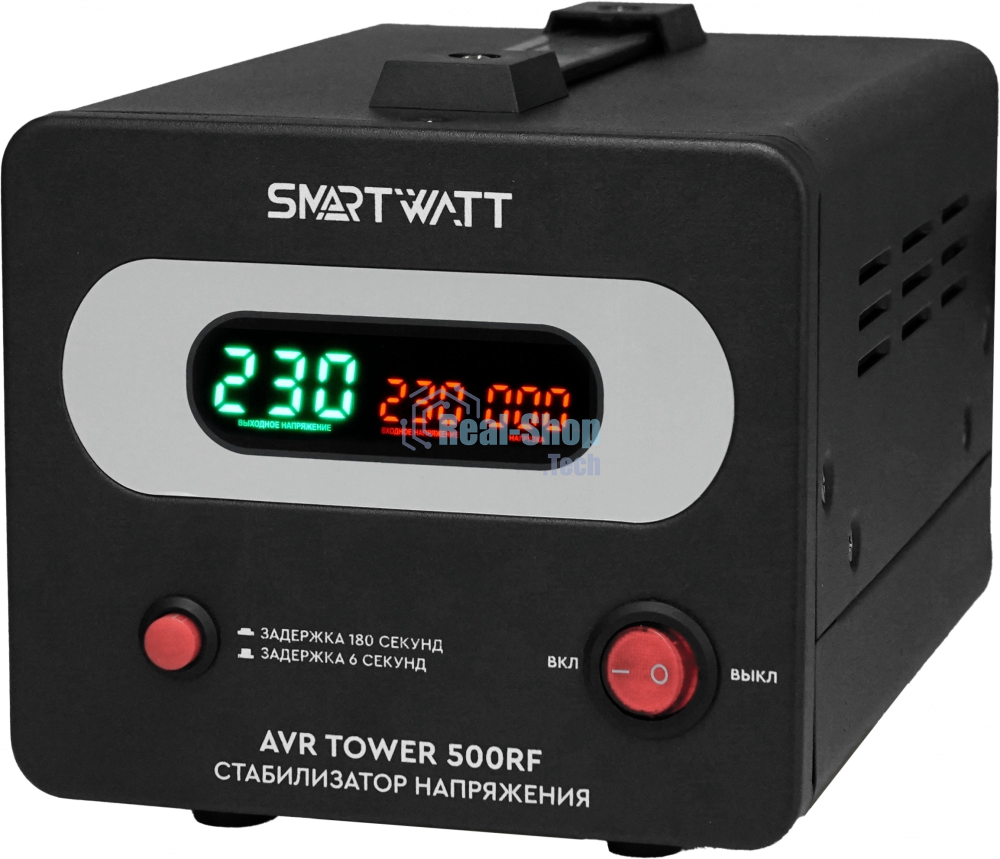 Напольный стабилизатор напряжения SMARTWATT AVR TOWER 500RF (140W - 260W, 500VA, 0.5 кВт, 50-60 Гц, розеток - 1, LED-дис