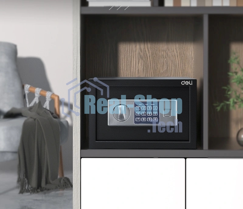 Сейф Deli ET520 310x 200x 200 мм, ключевой, электронный, черный/серебристый