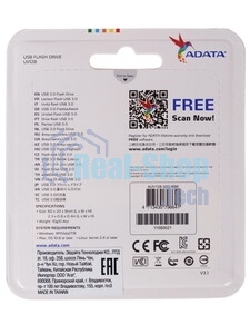 Флешка USB ADATA UV128 (AUV128-32G-RBE), 32Gb, USB 3.0, R/W 100/30, черный/синий