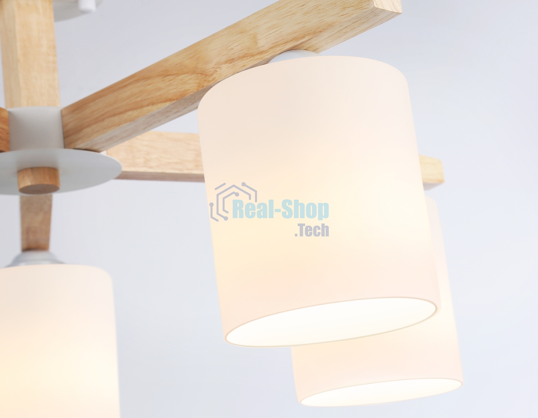 Светильник Ambrella light TR83113/5 WH/LW белый/светлое дерево E27/5 max 40W D700*325