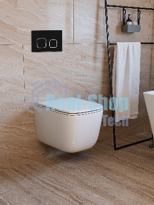 Инсталляция с унитазом комплект BAU IDEAL 6 в 1: унитаз подвесной безободковый торнадо Bau Dream 51х35, быстросъемное сиденье микролифт, кнопка смыва BAU Strike, черная матовая