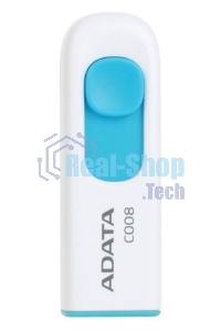 Флешка USB ADATA C008 (AC008-32G-RWE), 32Gb, USB 2.0, R/W 15/5, белый/синий