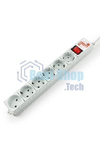 Фильтр-удлинитель Power Cube 1,9 м 6 розеток (серый) 10А/2,2 кВт