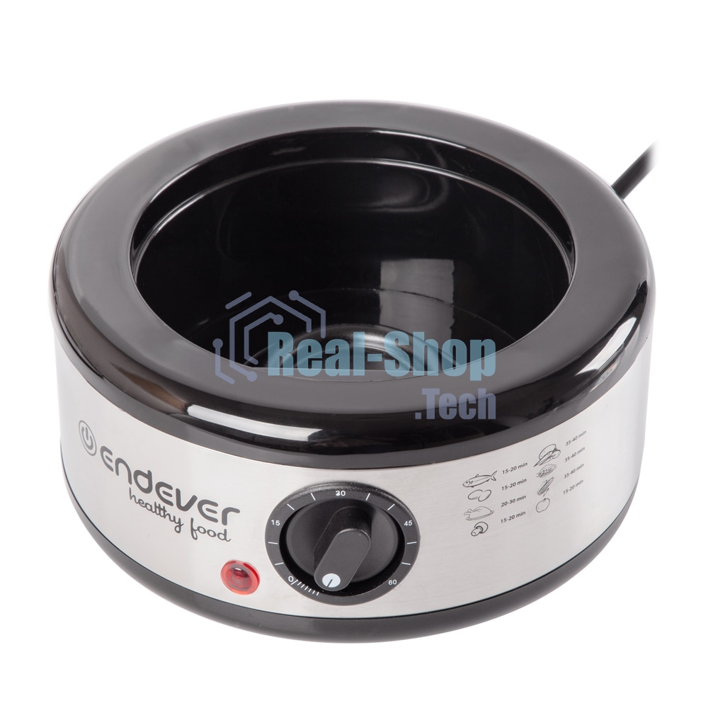 Пароварка Endever Vita-173 черный/стальной, 6 л, ярусы - 3, 800 Вт, механическое