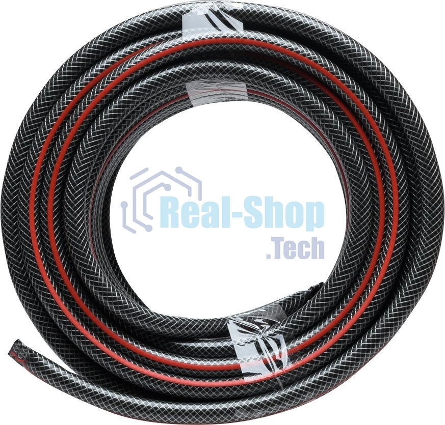 Шланг поливочный ПВХ усиленный премиум пищевой трехслойн. армир. 1/2 25м черный/красный Вихрь 73/7/2/10
