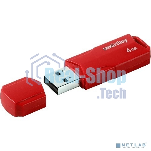 Флешка USB Smartbuy R/W 4 Gb,CLUE красный (SB4 GbCLU-R)