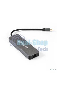 USB-концентратор ExeGate DUB-21C/PD/HL (кабель-адаптер USB Type-C --> 2xUSB3.0 + PD 100W + HDMI 4K@60Hz + Lan RJ45 10/100/1000Mb, Plug&Play, серая)