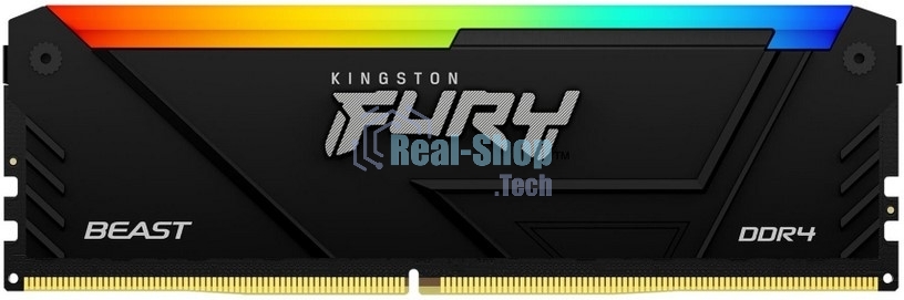 Оперативная память Kingston Fury Beast, DDR4, 16GB (1x16GB), 3600MHz, CL18, DIMM, с радиатором, RGB, черный