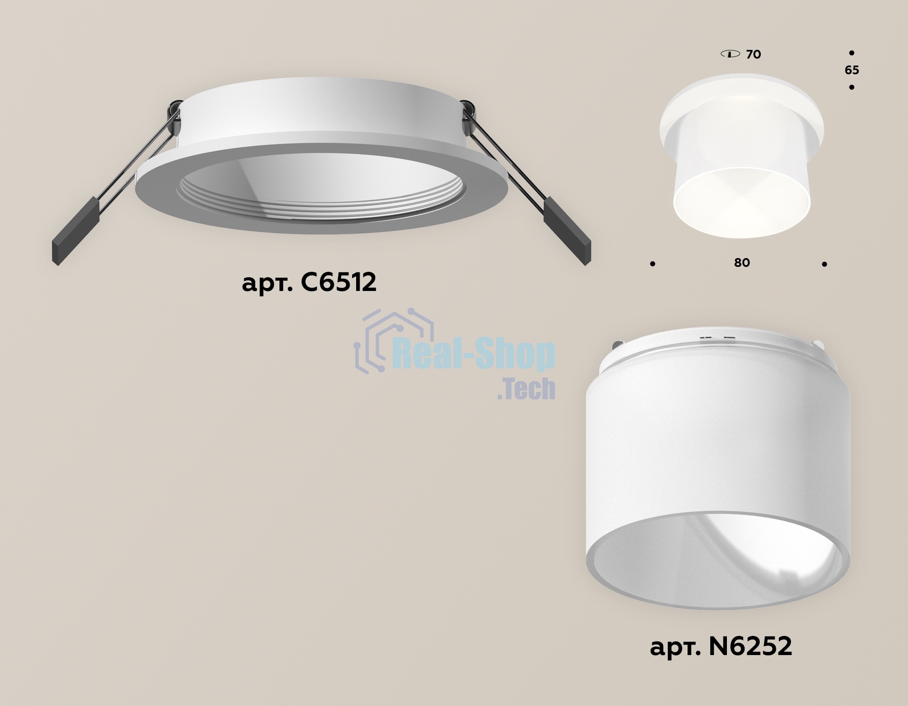 Комплект встраиваемого светильника Ambrella light XC6512067 SWH/FR белый песок/белый матовый MR16 GU5.3 (C6512, N6252)