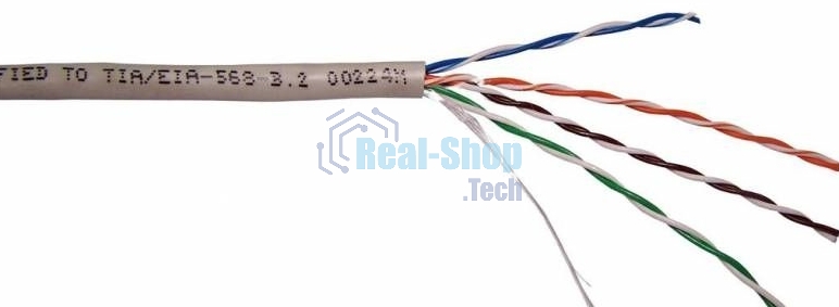 Кабель TWT UTP, 4 пары, Кат.6, LSZH, белый, 305 метров