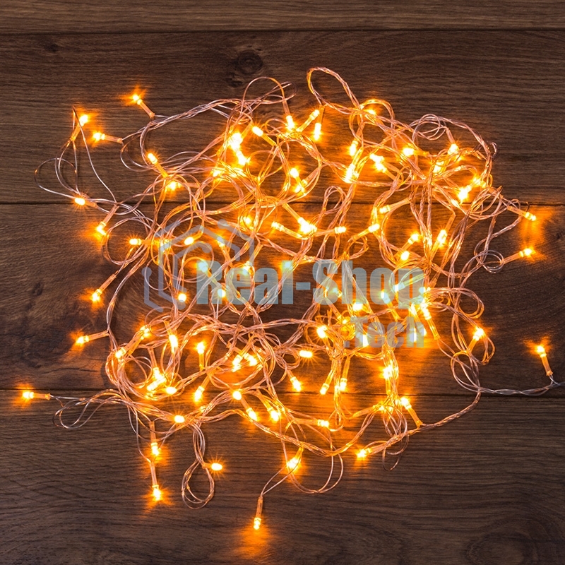 Гирлянда светодиодная Neon-night универсальная 100 LED теплый белый 10 метров, прозрачный ПВХ, с контроллером
