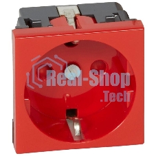 Механизм розетки Legrand 1-м СП Mosaic 2 модульный, с заземлением, красный Legrand 077214 124965