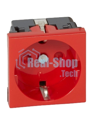 Механизм розетки Legrand 1-м СП Mosaic 2 модульный, с заземлением, красный Legrand 077214 124965