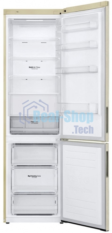 Холодильник LG GA-B509CECL бежевый, двухкамерный, 277/107л, морозилка снизу, No Frost