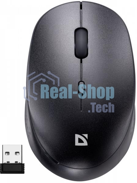Мышь беспроводная Defender Auris MB-027 черный, 1600 dpi, радиоканал, USB, кнопки - 4